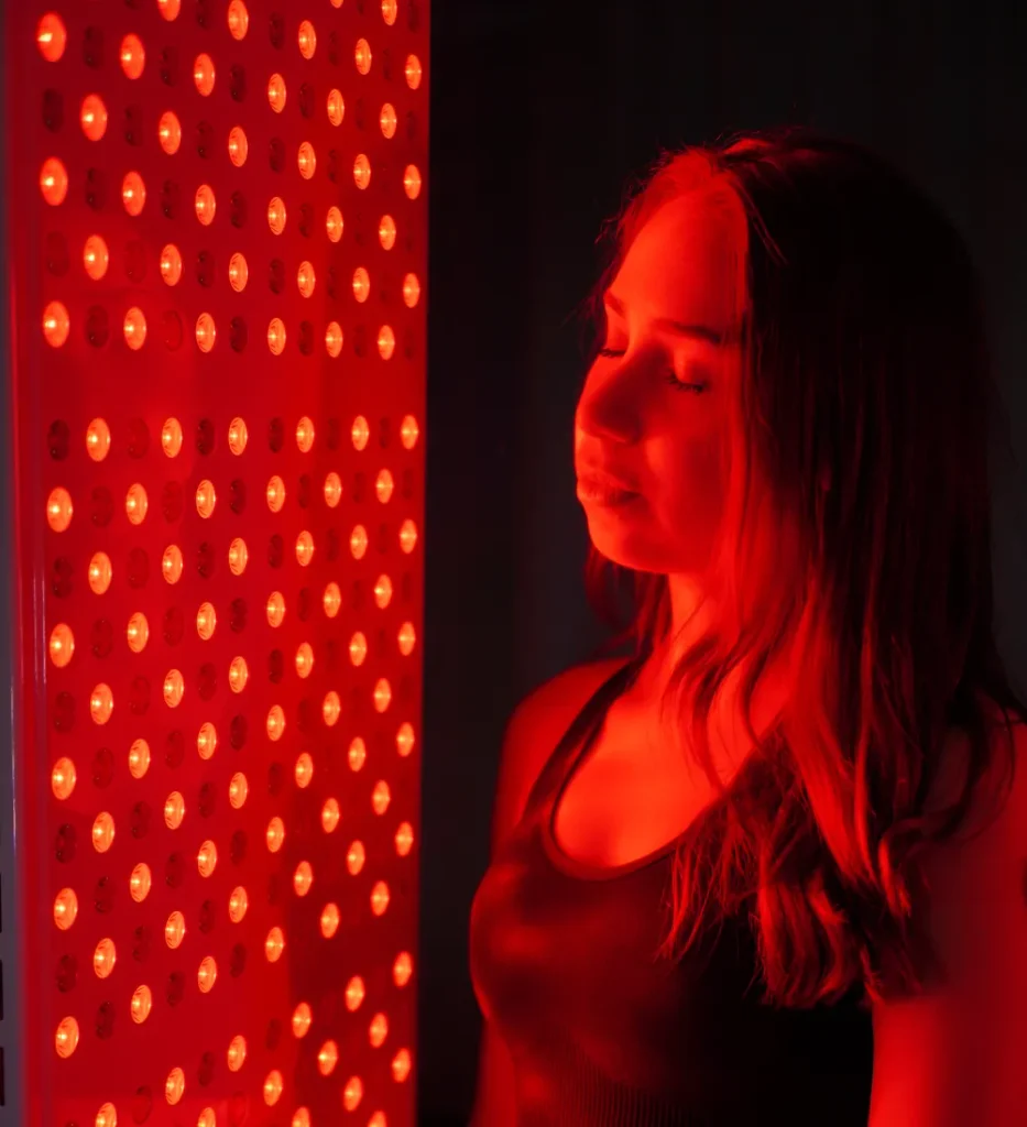 rood lichttherapie sessie gesloten ogen
